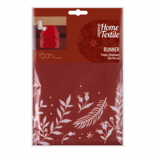 Ранер Ardesto Christmas Happy Holidays, 40х140см, 90% поліестер, 10% бавовна, червоний