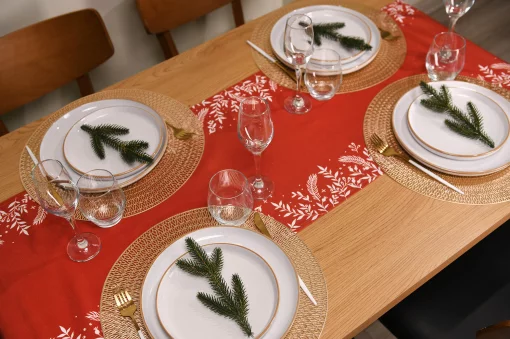 Ранер Ardesto Christmas Happy Holidays, 40х140см, 90% поліестер, 10% бавовна, червоний