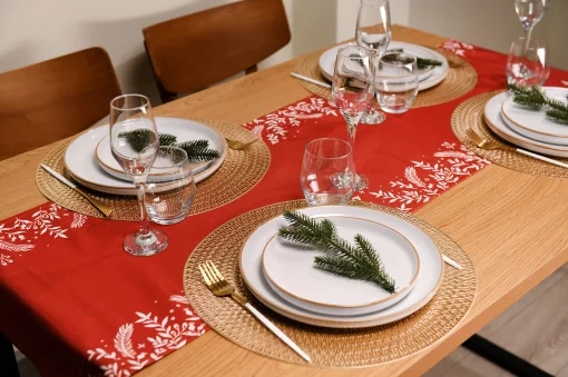 Ранер Ardesto Christmas Happy Holidays, 40х140см, 90% поліестер, 10% бавовна, червоний