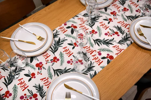 Ранер Ardesto Christmas Happy Holidays 40х140см, 90% поліестер, 10% бавовна, білий гостролист