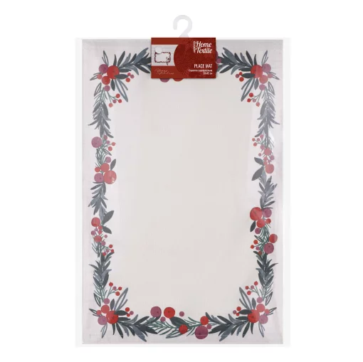 Серветка сервірувальна Ardesto Christmas Happy Holidays 30х45см, 90% поліестер, 10% бавовна, білий віночок