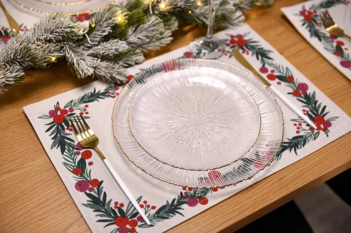 Серветка сервірувальна Ardesto Christmas Happy Holidays 30х45см, 90% поліестер, 10% бавовна, білий віночок