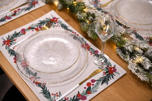 Серветка сервірувальна Ardesto Christmas Happy Holidays 30х45см, 90% поліестер, 10% бавовна, білий віночок