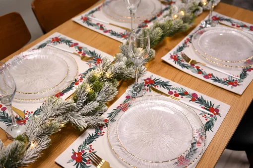 Набір серветок сервірувальних Ardesto Christmas Happy Holidays 30х45см, 2шт, 90% поліестер, 10% бавовна, білий віночок