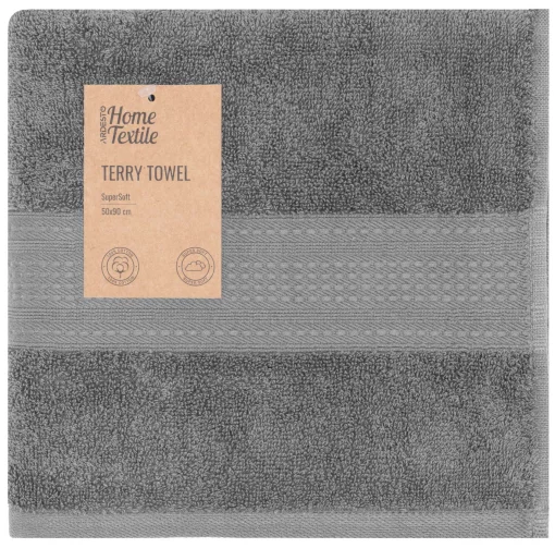 Рушник махровий Ardesto SuperSoft 50х90см, 100% бавовна, сірий