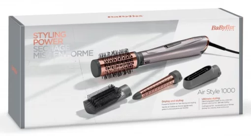 Фен-щітка Babyliss Air Style 1000, 1000Вт, 2 режими, іоніз-я, хол. обдув, кераміка, сірий