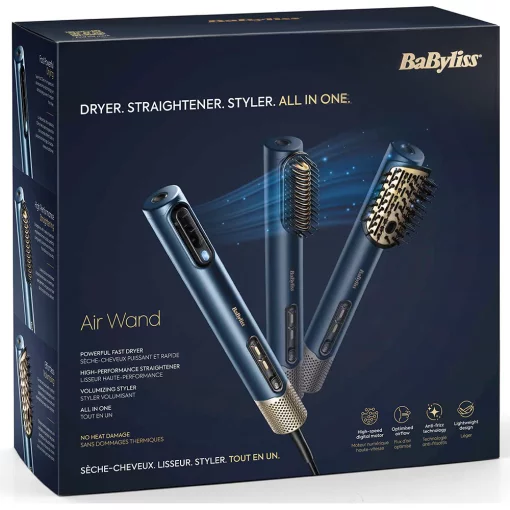 Стайлер  Babyliss Air Wand, 1600Вт, темп.режимов-3, подвійна іонізація, 2 насадки, синій