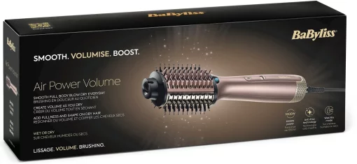 Фен-щітка Babyliss Air Power Volume, 1000Вт, 2 режими, дифузор, іоніз-я, хол. обдув, кераміка, рожевий