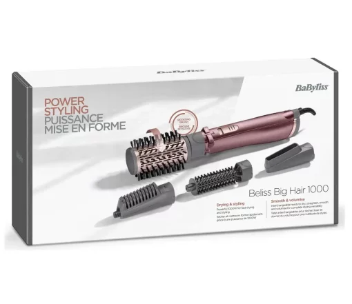 Фен-щітка Babyliss Beliss Big Hair, 1000Вт, 2 режими, іоніз-я, хол. обдув, кераміка, рожевий