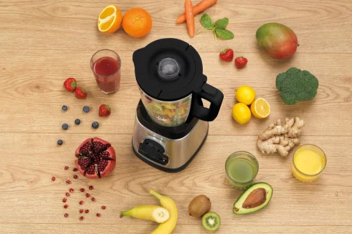 Блендер Gorenje стаціонарний 1400Вт, чаша-1750мл, додаткові ємкості, кавомолка, кришення льоду, приготування супу, імпульсний режим, метал