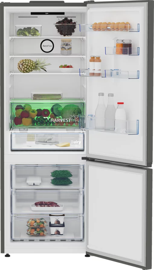 Холодильник Beko з нижн. мороз., 192x70x74.5, xолод.відд.-340л, мороз.відд.-150л, 2дв., А++, NF, дисплей, HarvestFresh, нерж