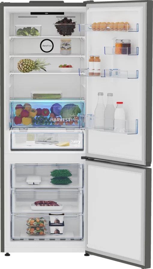 Холодильник Beko з нижн. мороз., 192x70x74.5, xолод.відд.-340л, мороз.відд.-150л, 2дв., А++, NF, дисплей, HarvestFresh, нерж