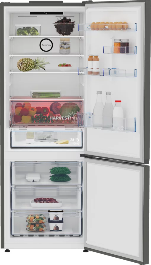 Холодильник Beko з нижн. мороз., 192x70x74.5, xолод.відд.-340л, мороз.відд.-150л, 2дв., А++, NF, дисплей, HarvestFresh, нерж