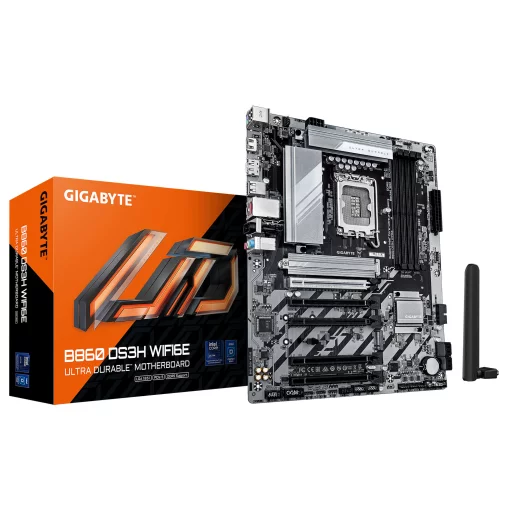 Материнська плата GIGABYTE B860 DS3H WIFI6E sAM5 B860 4xDDR5 M.2 Wi-Fi BT HDMI DP ATX