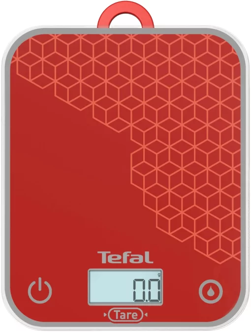 Ваги Tefal кухонні Optiss, 5кг, AAAx2 в комплекті, скло, червоний