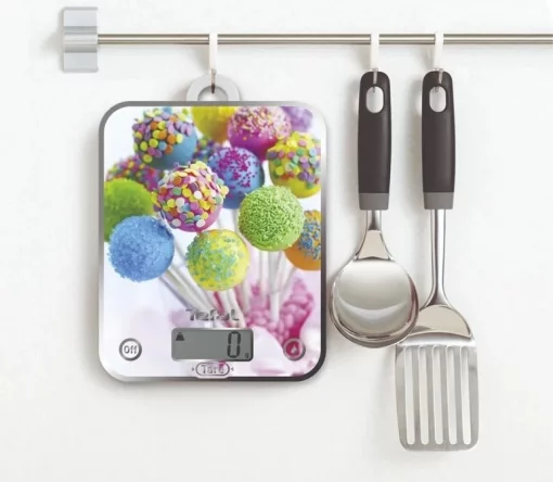Ваги Tefal кухонні Optiss Cake, 5кг, AAAx2 в комплекті, скло, різнокольоровий