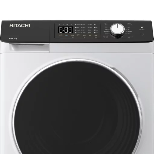 Прально-сушильна машина Hitachi фронтальна, 8(5)кг, 1400, A, 60см, дисплей, пара, інвертор, білий