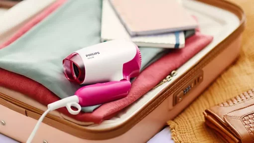 Фен Philips DryCare Essential дорожній, 1400Вт, 2 режими, хол. обдув, рожевий