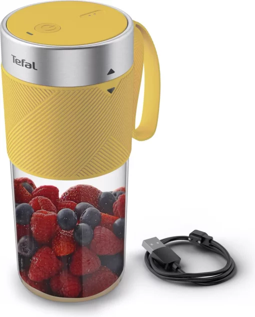 Блендер Tefal Lightmix портативний для смузі, чаша-300мл, USB, тритан, жовтий