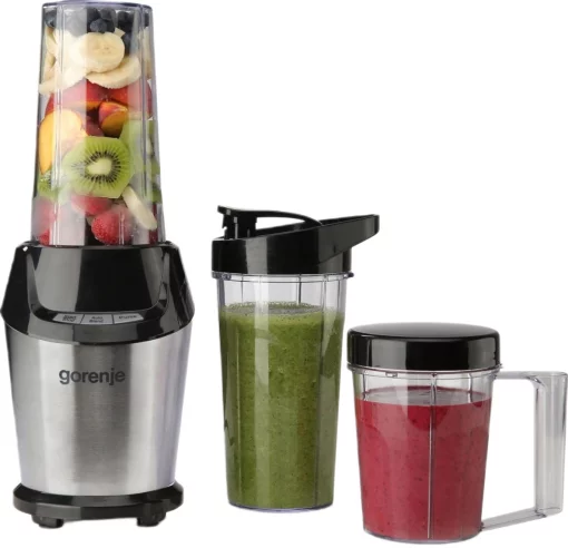 Блендер Gorenje стаціонарний 1000Вт, чаша-750мл, подрібнювач, чорний-нерж