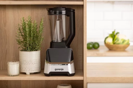 Блендер Gorenje стаціонарний 1500Вт, чаша-2000мл, дисплей, подрібнювач, чорний-нерж
