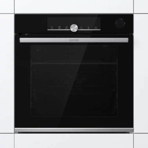 Духова шафа Gorenje електрична, 77л, A+, пара, дисплей, піроліз, готування на різних рівнях, чорний