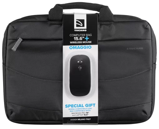 Сумка Tucano Idea 15.6", чорна + бездротова миша