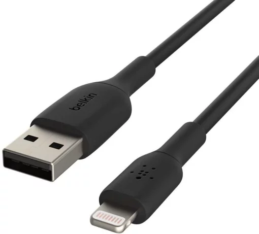 Кабель USB-A > Lightning заряджання/синхронізації Belkin 1м, 12Вт, PVC, чорний
