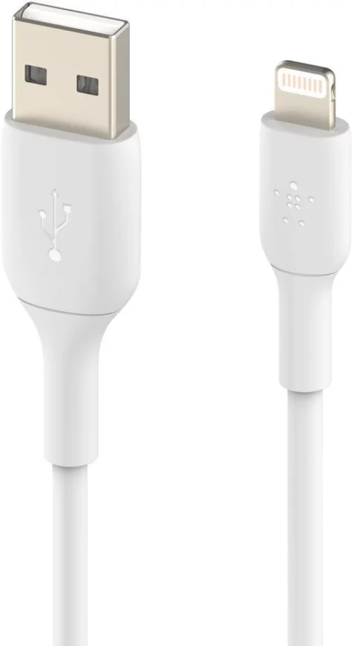 Кабель USB-A > Lightning заряджання/синхронізації Belkin 1м, 12Вт, PVC, (2 Pack), білий