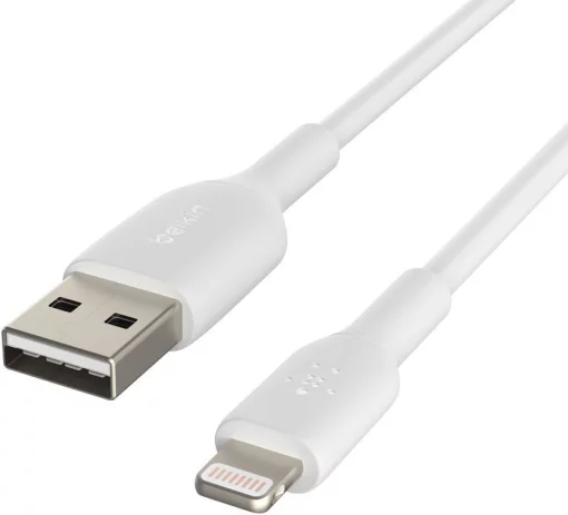 Кабель USB-A > Lightning заряджання/синхронізації Belkin 1м, 12Вт, PVC, (2 Pack), білий