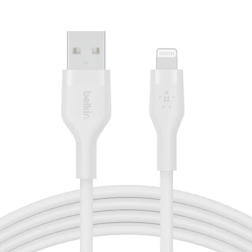 Кабель USB-A > Lightning заряджання/синхронізації Belkin 1м, силіконовий з кліпсою, білий