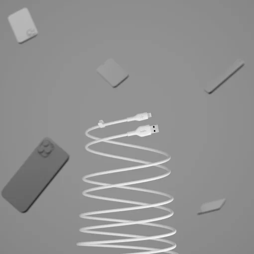 Кабель USB-A > Lightning заряджання/синхронізації Belkin 1м, силіконовий з кліпсою, білий