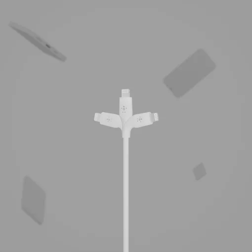 Кабель USB-A > Lightning заряджання/синхронізації Belkin 1м, силіконовий з кліпсою, білий