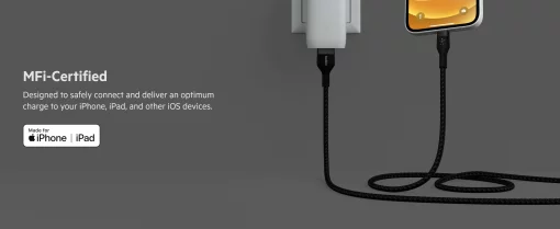 Кабель USB-A > Lightning заряджання/синхронізації Belkin 1м, плетений, силіконовий, з ремінцем на магніті, чорний