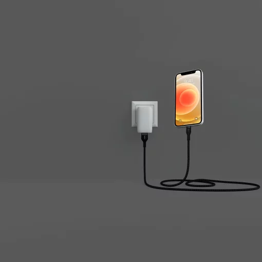 Кабель USB-A > Lightning заряджання/синхронізації Belkin 1м, плетений, силіконовий, з ремінцем на магніті, чорний