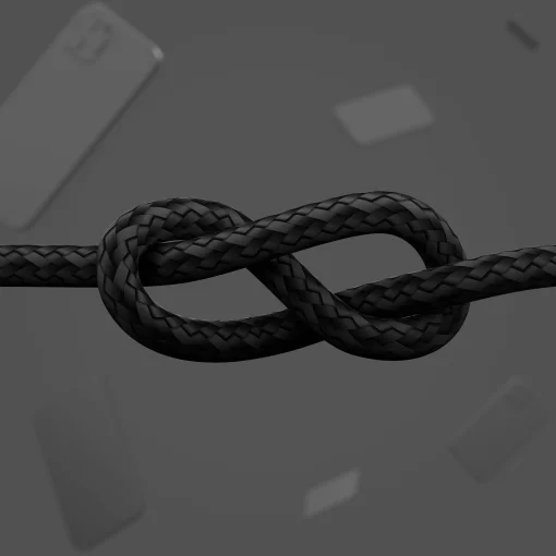 Кабель USB-A > Lightning заряджання/синхронізації Belkin 1м, плетений, силіконовий, з ремінцем на магніті, чорний