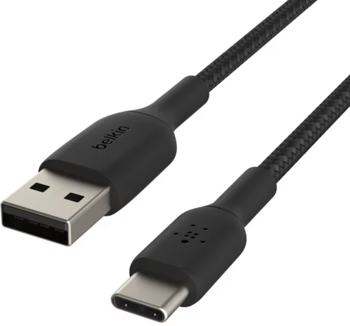 Кабель USB-A > USB-C заряджання/синхронізації Belkin 3м, 15Вт, Type-C, плетений, чорний