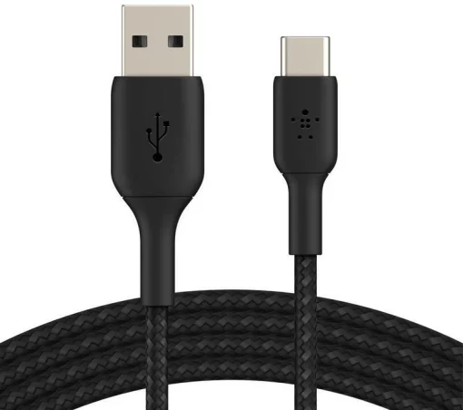 Кабель USB-A > USB-C заряджання/синхронізації Belkin 3м, 15Вт, Type-C, плетений, чорний