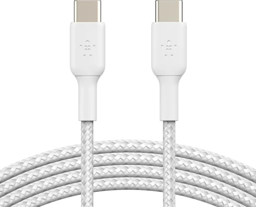 Кабель USB-C > USB-C заряджання/синхронізації Belkin 2м, 60Вт, Type-C, плетений, білий