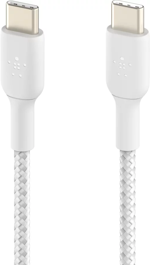 Кабель USB-C > USB-C заряджання/синхронізації Belkin 2м, 60Вт, Type-C, плетений, білий
