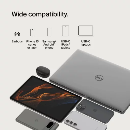 Кабель USB-C > USB-C заряджання/синхронізації Belkin 2м, 60Вт, Type-C, плетений, білий