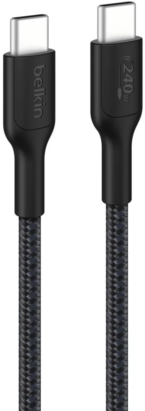 Кабель USB-C > USB-C заряджання/синхронізації Belkin 1м, 240Вт, Type-C, плетений, чорний
