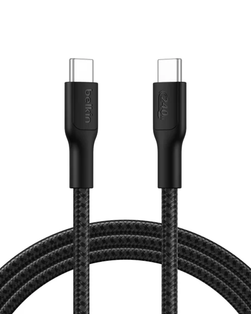 Кабель USB-C > USB-C заряджання/синхронізації Belkin 2м, 240Вт, Type-C, плетений, чорний