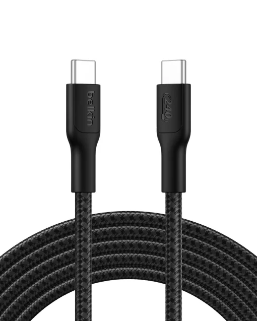 Кабель USB-C > USB-C заряджання/синхронізації Belkin 3м, 240Вт, Type-C, плетений, чорний