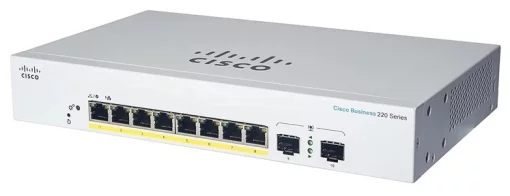 Комутатор Cisco CBS220 8хGE, PoE, Ext PS, 2x1G SFP, Smart