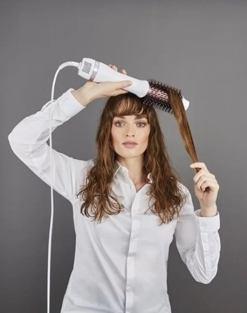 Фен-щітка Rowenta Volumizer Oval Brush, 800Вт, 3 режими, іоніз-я, кераміка, біло-рожевий