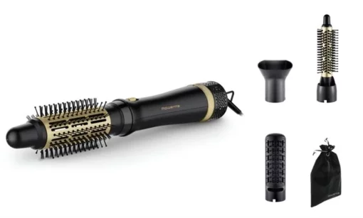 Фен-щітка Rowenta Express Style, 800Вт, 3 режими, іоніз-я, хол. обдув, кераміка, турмалін, чорно-золотий