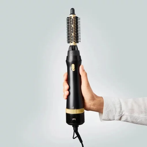 Фен-щітка Rowenta Express Style, 800Вт, 3 режими, іоніз-я, хол. обдув, кераміка, турмалін, чорно-золотий