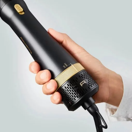 Фен-щітка Rowenta Express Style, 800Вт, 3 режими, іоніз-я, хол. обдув, кераміка, турмалін, чорно-золотий