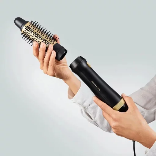 Фен-щітка Rowenta Express Style, 800Вт, 3 режими, іоніз-я, хол. обдув, кераміка, турмалін, чорно-золотий